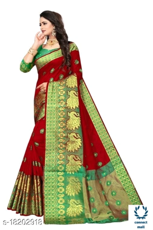 COTTON BASED JACQUARD SAREES  - Saree Length Size-5.5mBlouse Length Size-0.8, Cotton Silk, Zari Woves, Pack of ;1